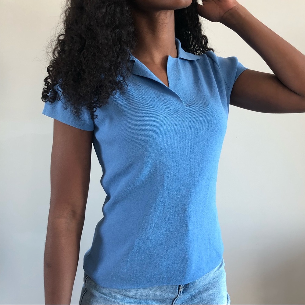 Ribbed v neck top/blouse